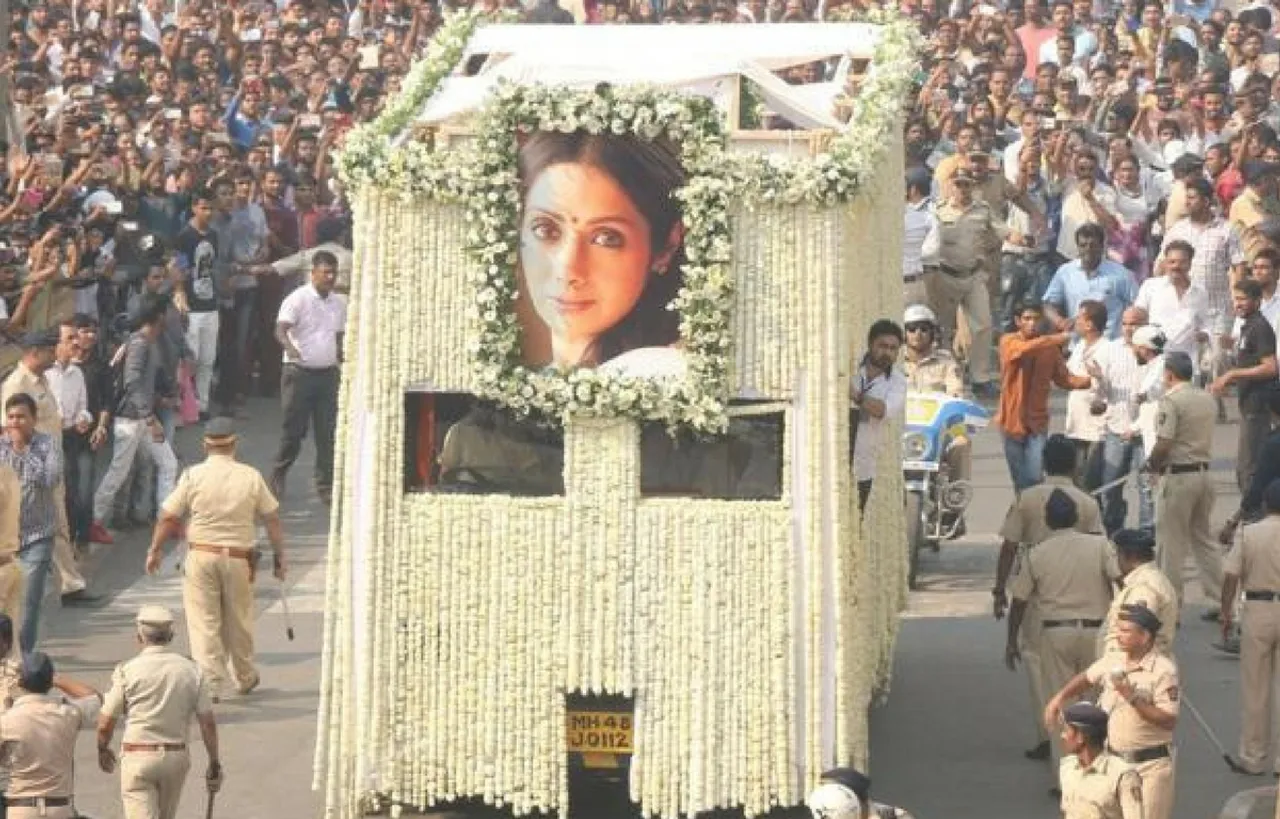 SRIDEVI’S ASHES IMMERSED IN BAY OF BENGAL OFF CHENNAI COAST BY BONEY KAPOOR