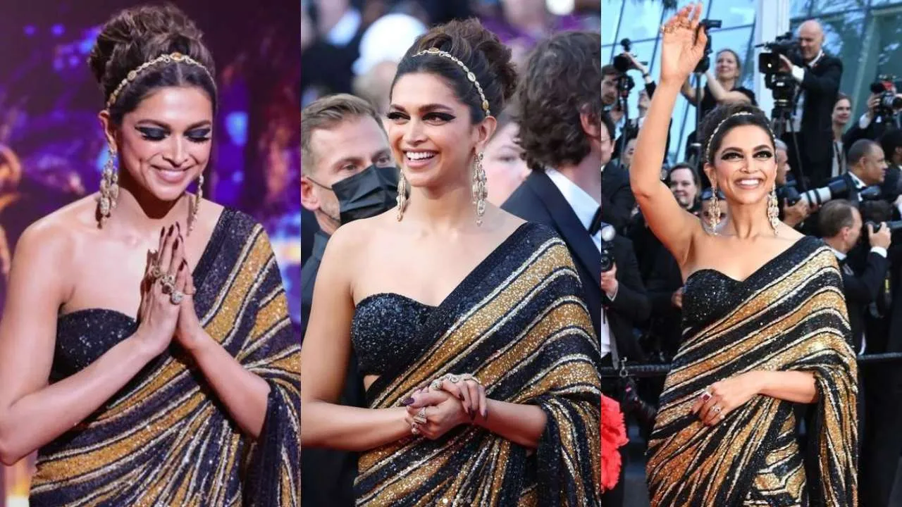 Deepika Padukone looked glamorous in saree on the first day of Cannes Film Festival