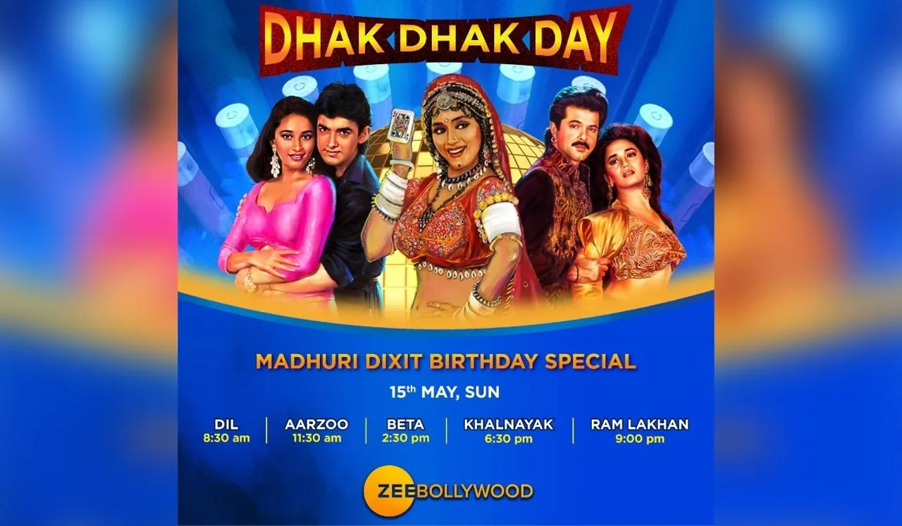Celebrate the Dancing Superstar Madhuri Dixit’s birthday with Zee Bollywood’s ‘Dhak Dhak Day’ blockbuster movie marathon on 15th May