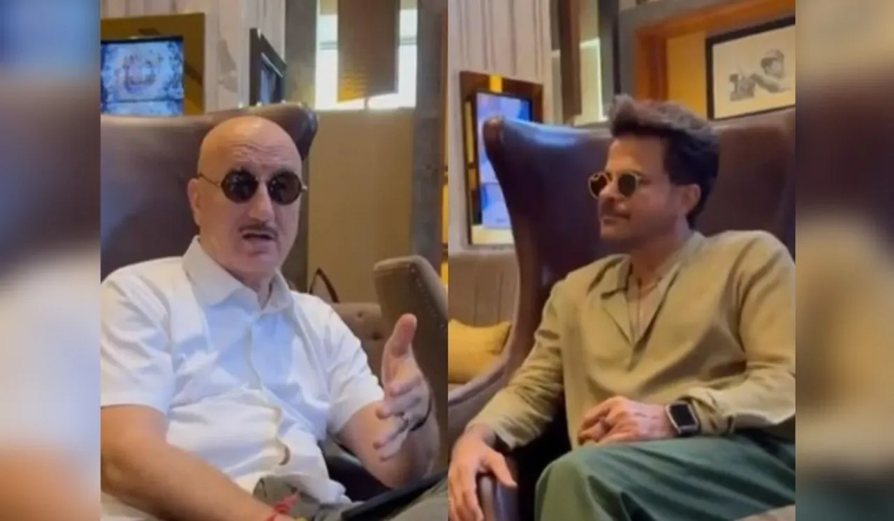 Actors Anil Kapoor and Anupam Kher arrived to watch the film RRR