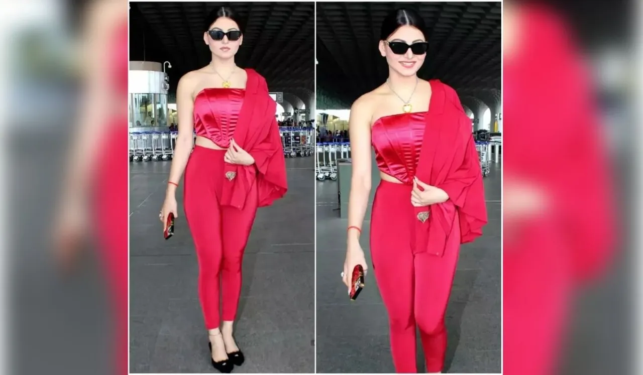 Urvashi Rautela Giving Red Chilli Vibes In This Red Corset Dress As She Gets Clicked By The Shutterbugs At The Airport