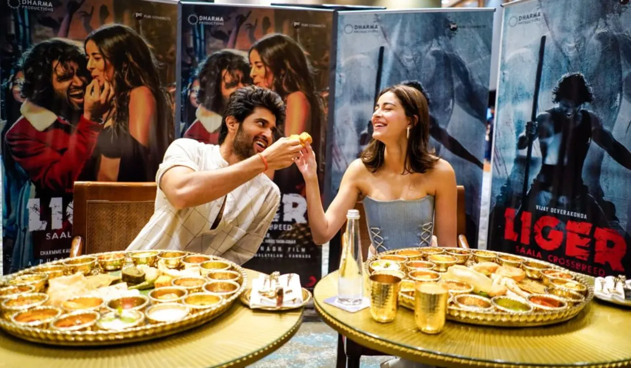 Vijay Deverakonda and Ananya Panday relish Gujarati thali while promoting their film in Ahmedabad today!
