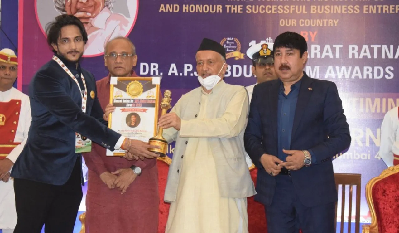 Actor Uday Rajveer Singh Awarded By Governor of Maharashtra Bhagat Singh Koshiyari Bharat Ratna APJ Abdul Kalam Award At Raj Bhavan Mumbai