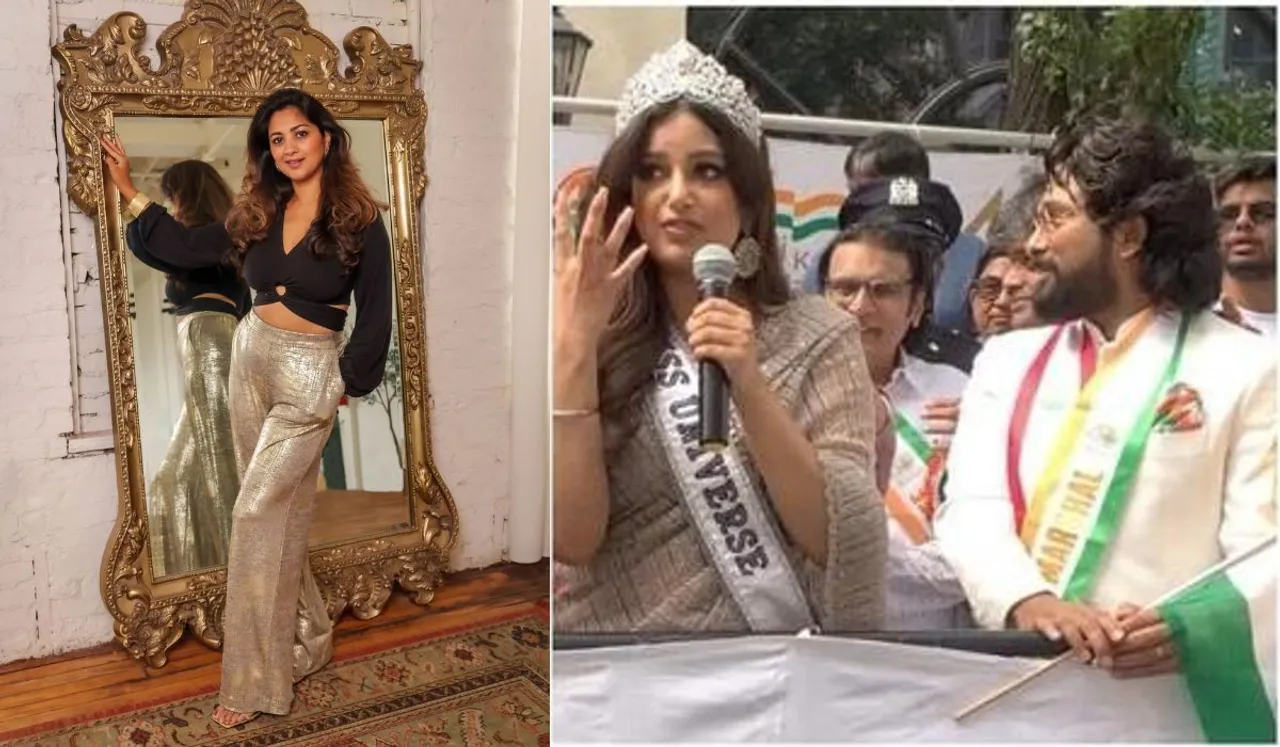 Allu Arjun, Kailash Kher and Miss universe 2021 made a grand entry in India day parade in New York and Harnaaz Kaur Sandhu sparkled in Anjali Phougat designer dream collection Jade and Polki jewelry