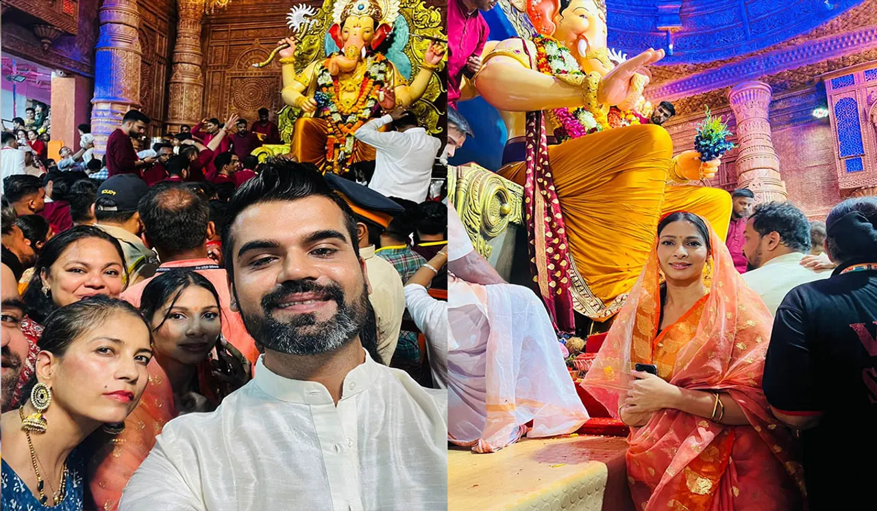 Tanishaa Mukerji looked graciously beautiful as she reached Lalbaughcha Raja for Darshan