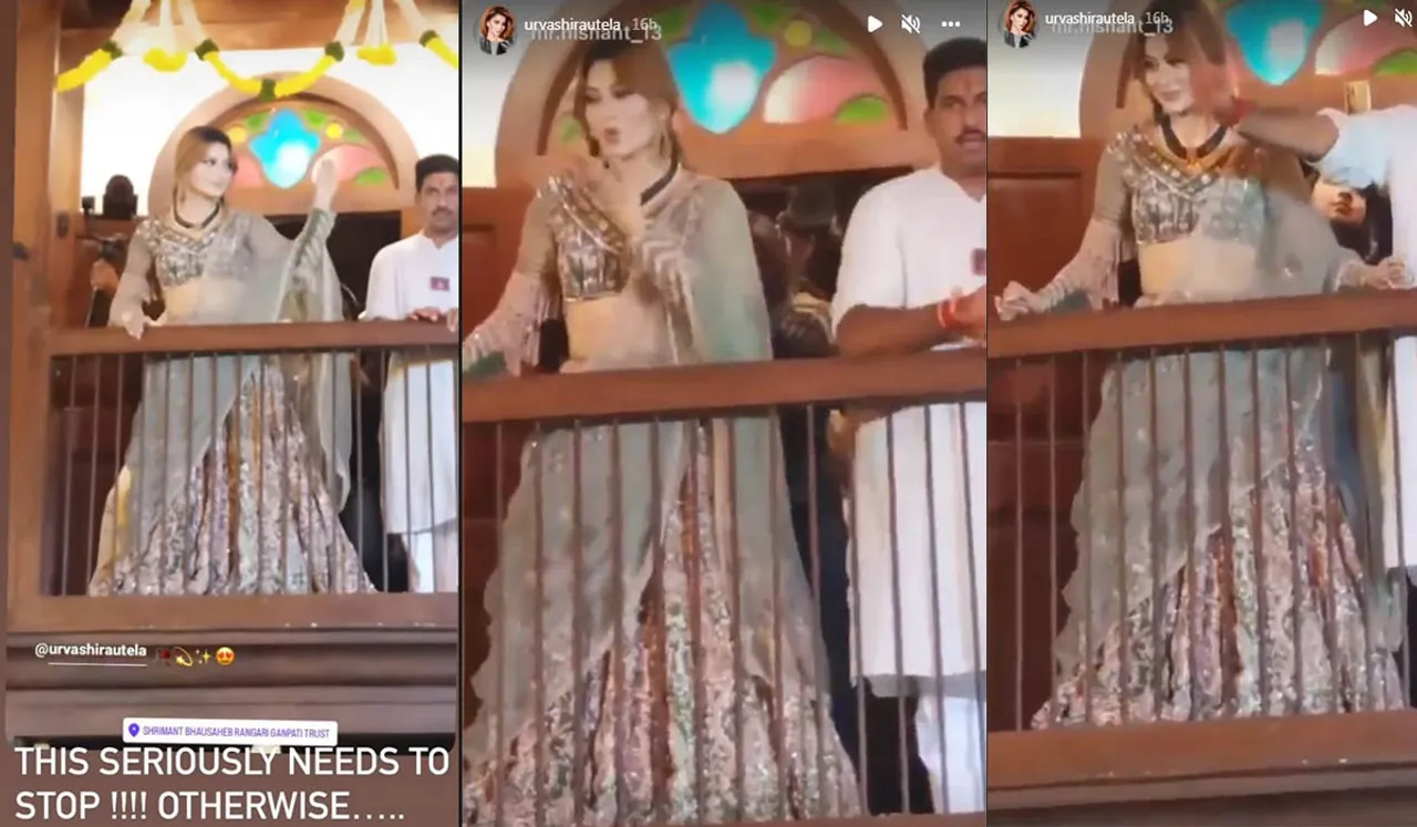 Urvashi Rautela Yet Again Handles Rishab Pant's Chant With Grace and Dignity As She Visits For Ganpati Darshan in Pune