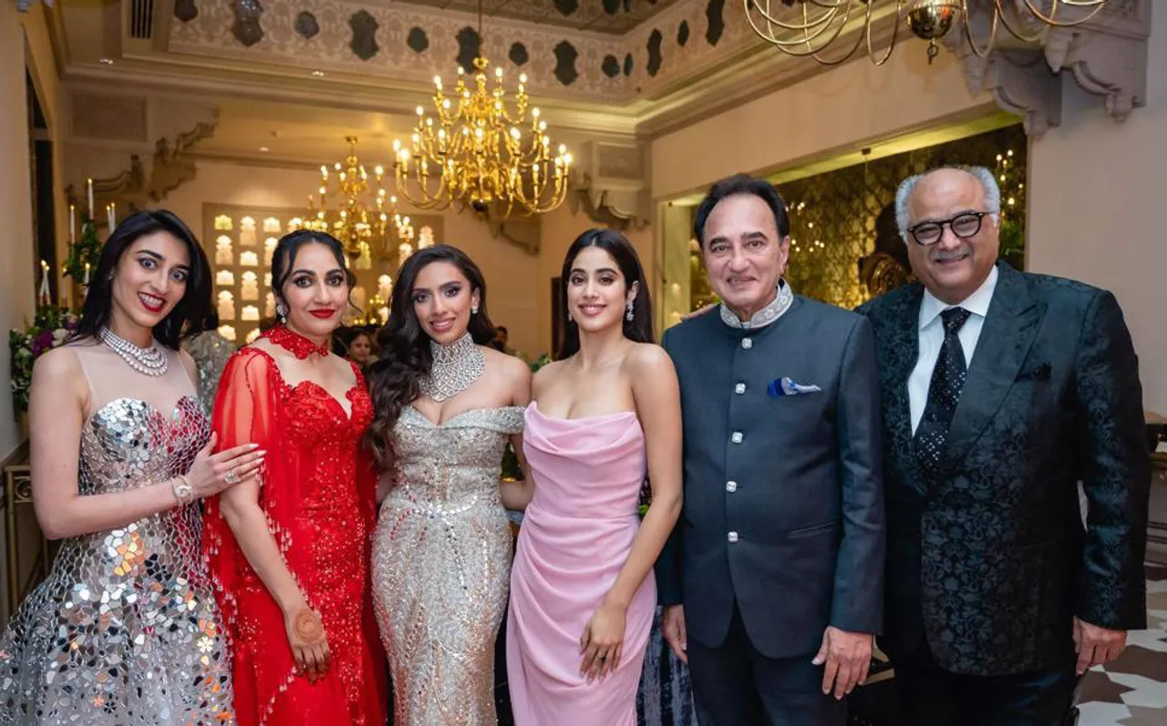 Actor Janvi Kapoor, Producer Boney Kapoor for Raveena Mehta's Wedding at Jaipur 3