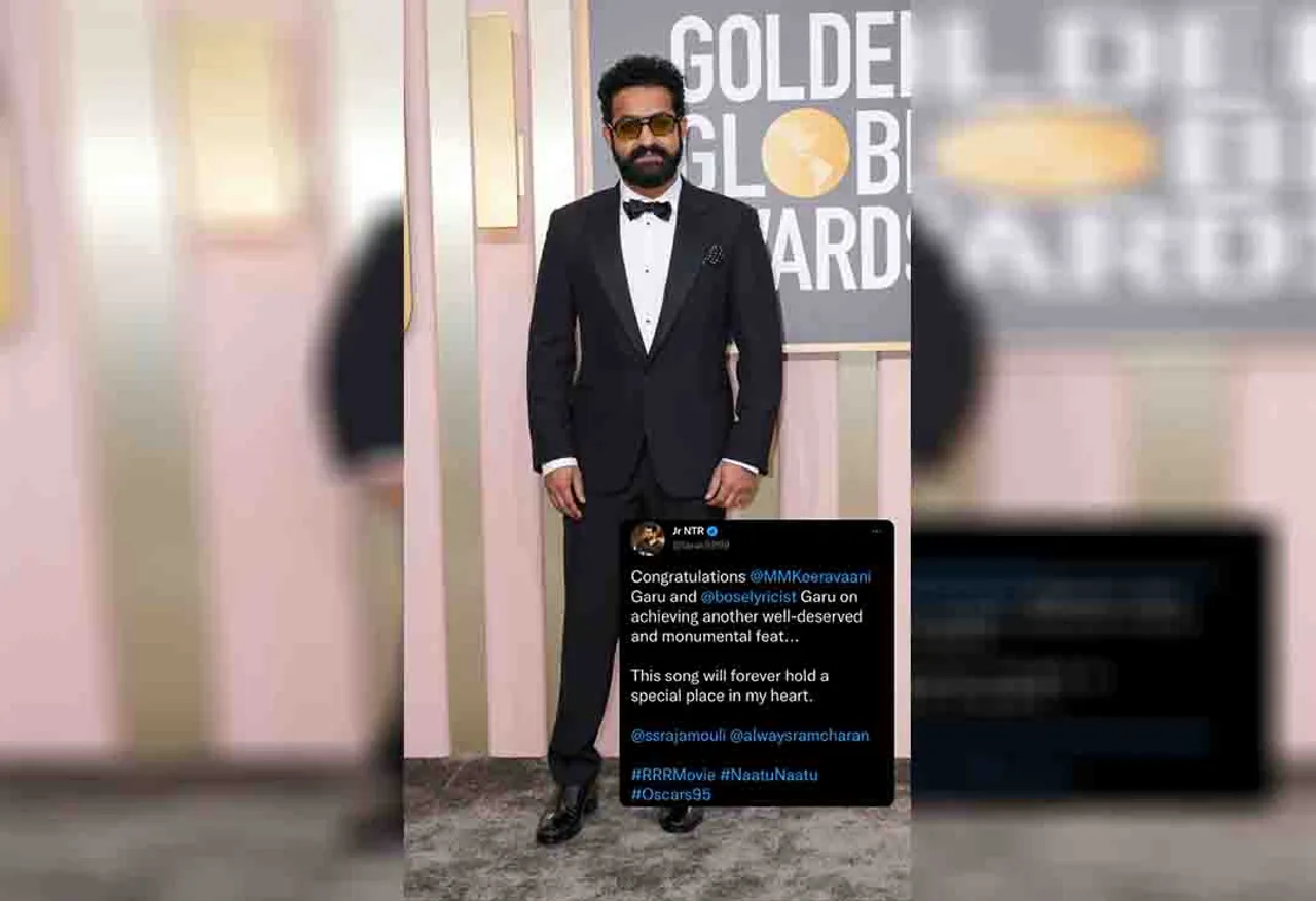 <strong>RRR creates HISTORY as Naatu Naatu earns Best Original Song nomination at the Oscars 2023, Man of Masses NTR Jr congratulates M.M Keeravaani and Chandra Bose !</strong>
