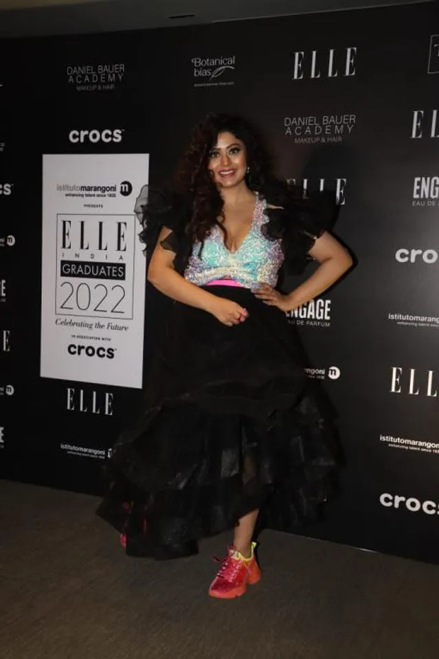 ShriyaSaran looks stunningly beautiful in this attire as she attends ELLEgraduates2022