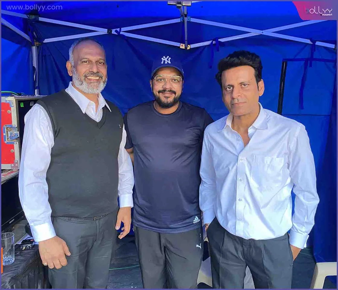 Krishna Kotian with Manoj Bajpayee on the sets of Bandaa