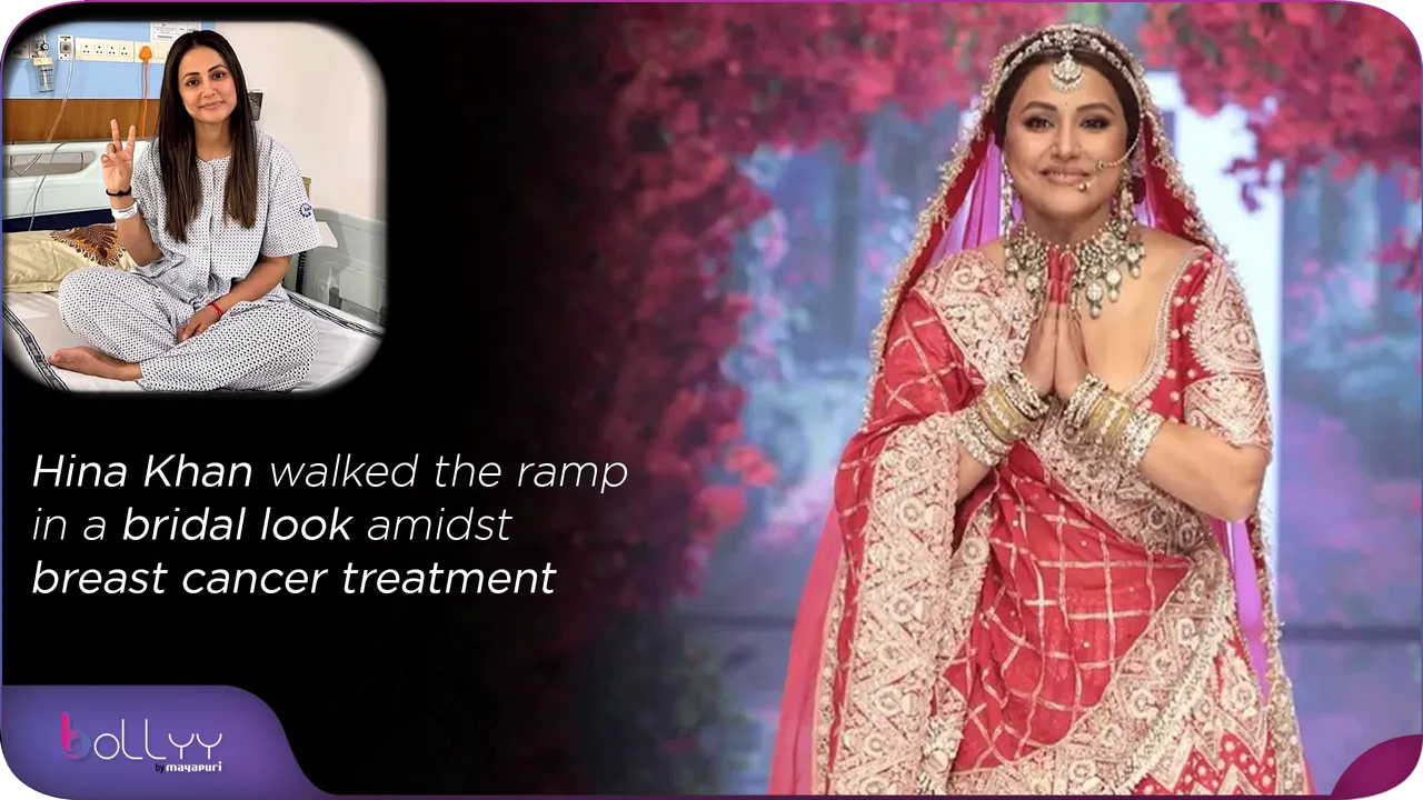 Hina Khan walked the ramp in a bridal look amidst breast cancer treatment