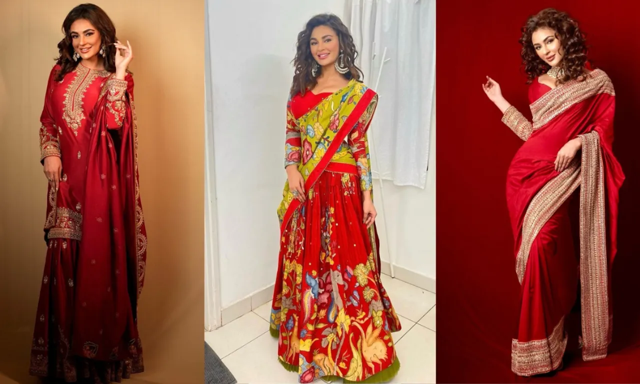 Seerat Kapoor's 3 Red Outfits to Nail the Desi Girl Look This Navratri