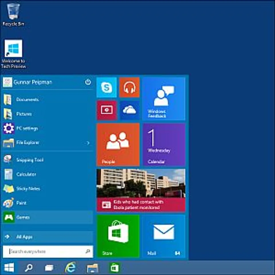 start menu