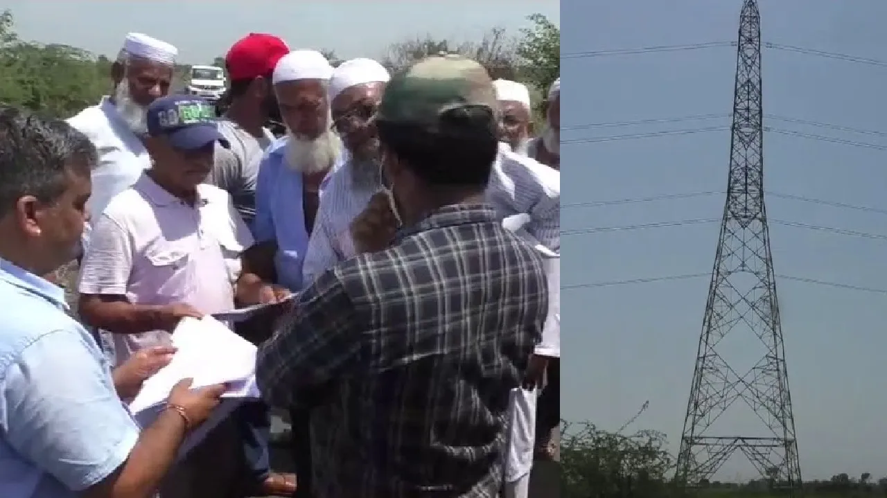Ankleshwar: Farmers halt Essar company's High-Tension line work near Piludra, demand compensation