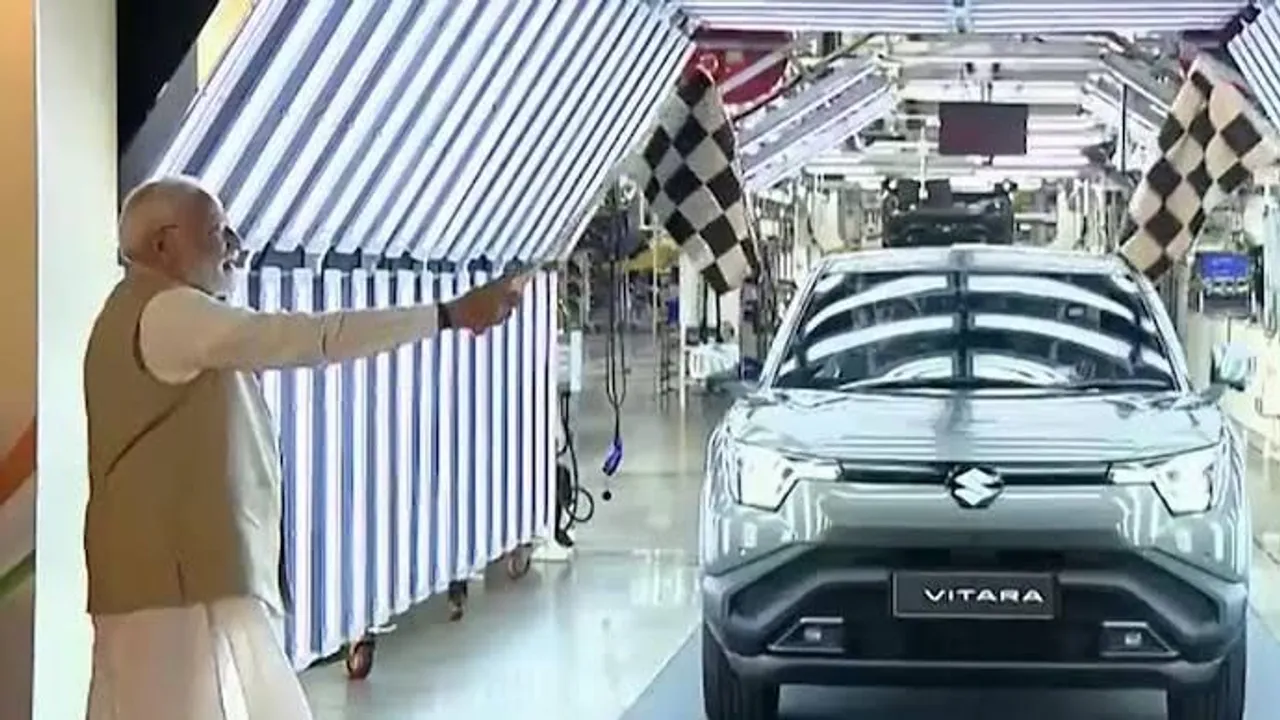 PM Modi flags off ‘Made In India’ battery electric vehicle ‘E-Vitara’ and inaugurates hybrid battery electrodes Plant in Gujarat