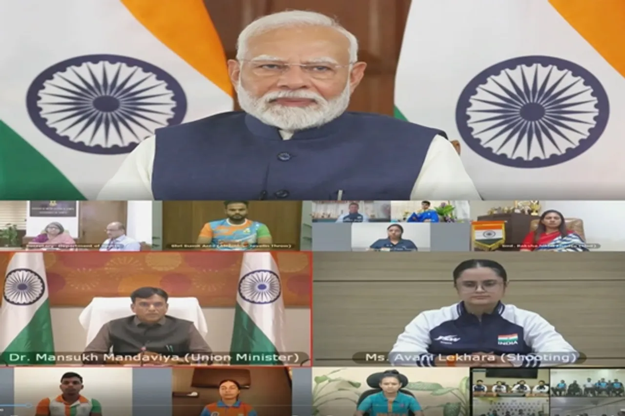 PM Modi Interacted with athletes participating  Paris Paralympics