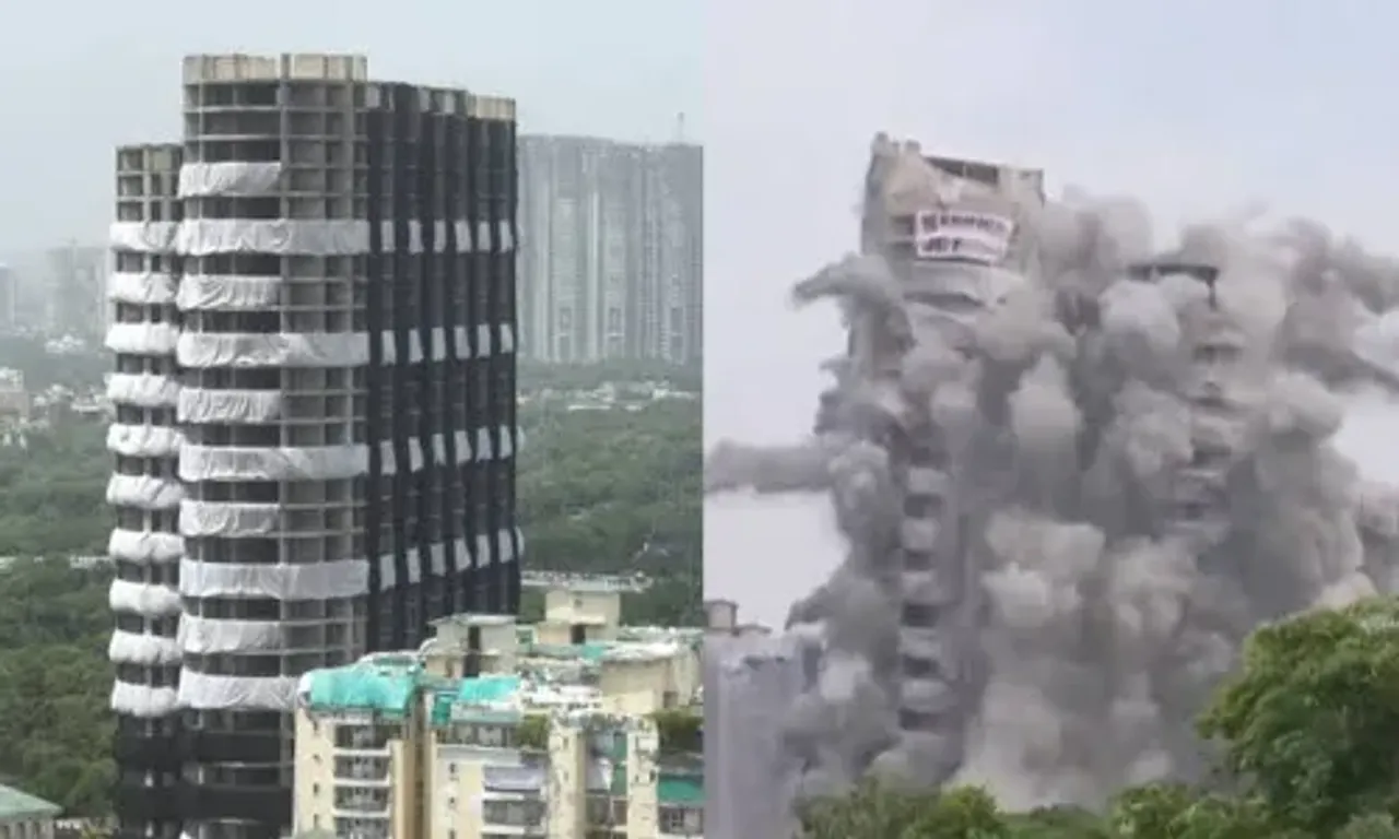 Noida Supertech twin towers, nearly 100-meter-tall structures, demolished within seconds