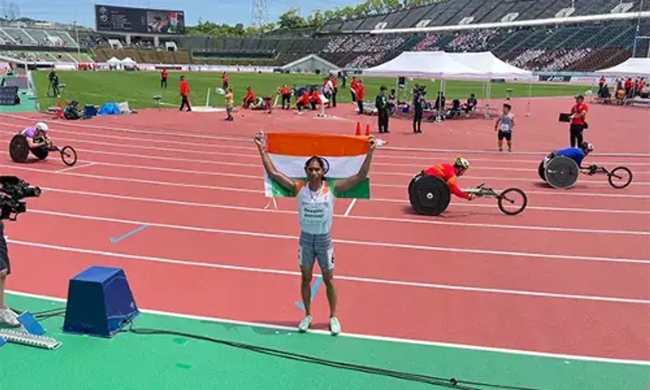 India’s Deepthi Jeevanji smashes World Record in Women’s 400 meter event to win gold medal at World Para Atheltics Championships in Kobe, Japan