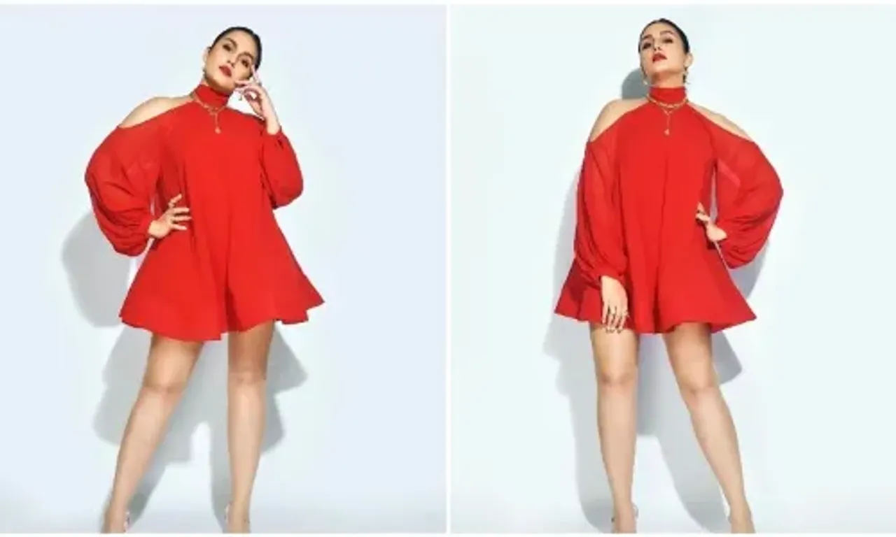 Huma Qureshi's short fiery red dress is the perfect date night outfit this summer