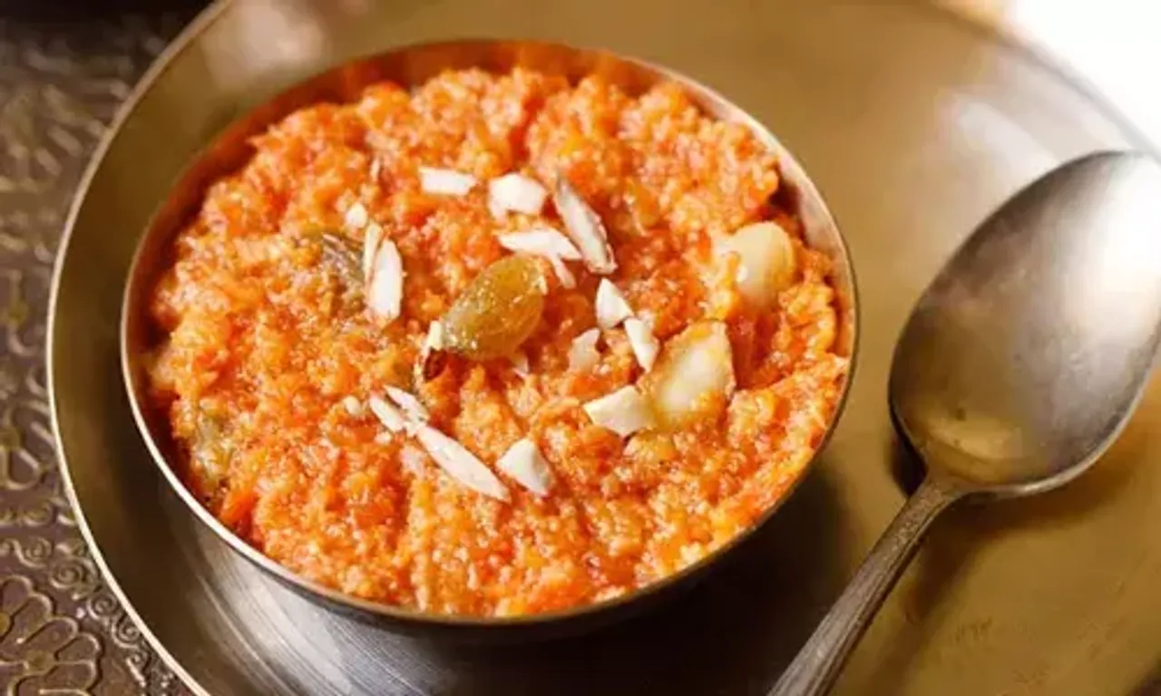 A dessert cooked with desi-ghee, gajar ka halwa
