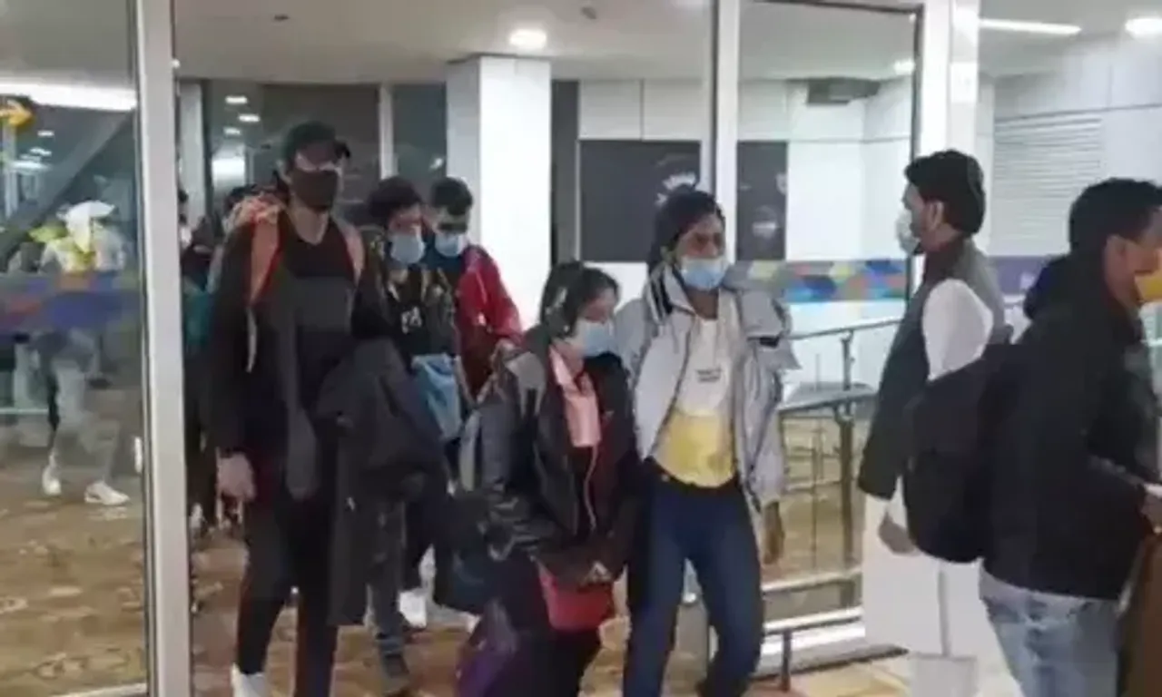 Operation Ganga: I&B Minister Anurag Thakur welcomes another batch of Indian students at Delhi airport