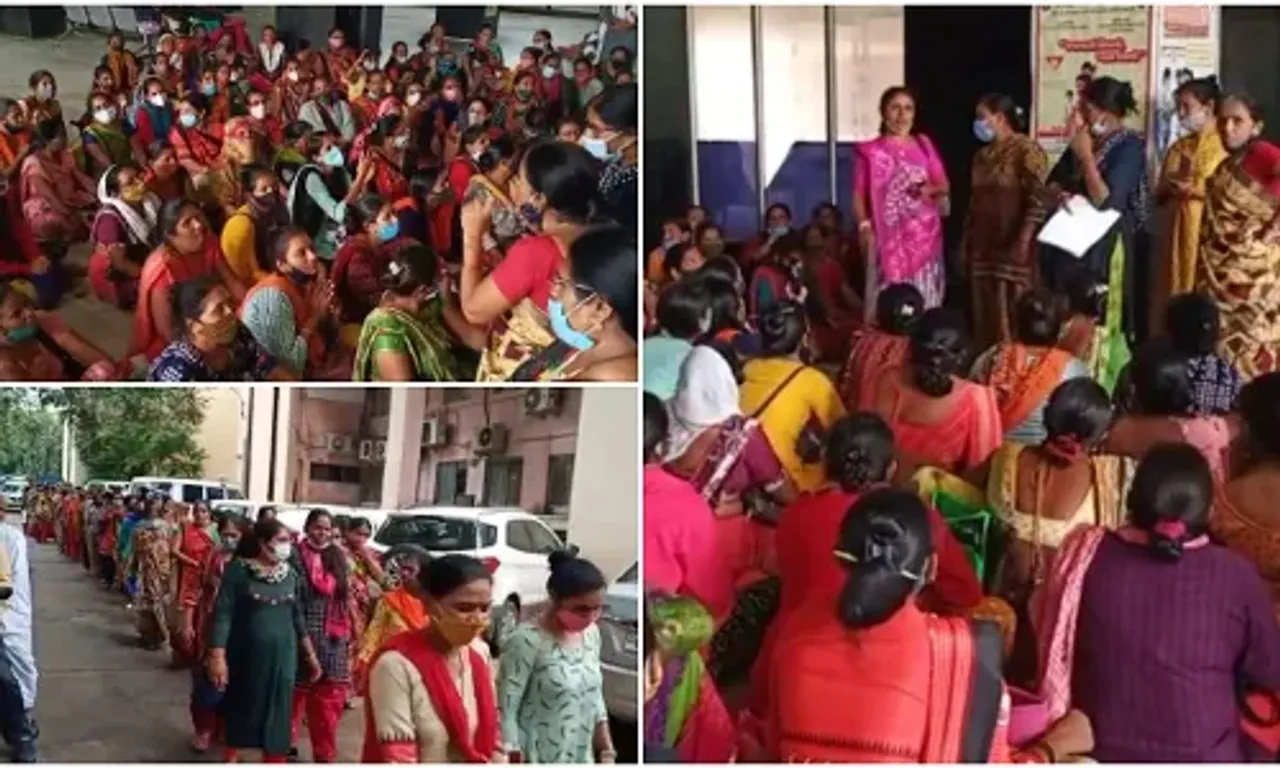 Asha workers from Vadodara district gives application to DHO regarding non payment of incentives and harrasment by officers