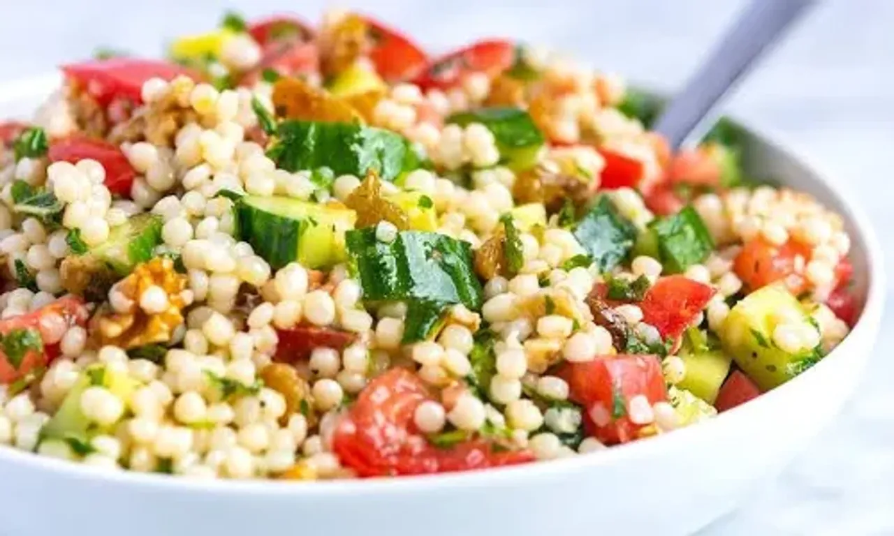 Cherry Tomato Couscous Salad Recipe: This  is a super delicious dish that you can enjoy for breakfast, lunch or dinner