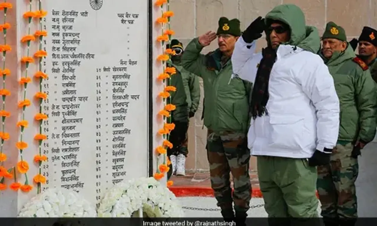 Rajnath Singh inaugurates a renovated war memorial in Rezang La, Ladakh