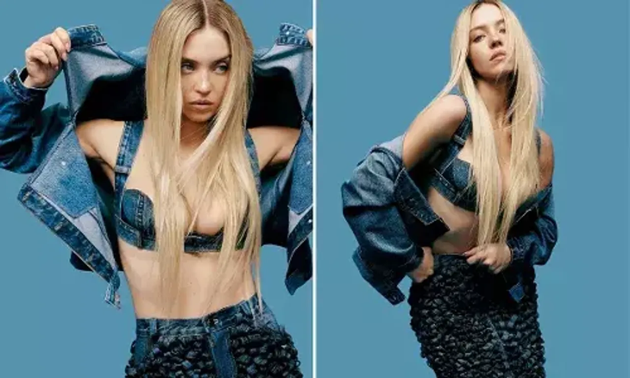 Sydney Sweeney in a Denim Bralette and skirt makes the fashion favourite look fabulous