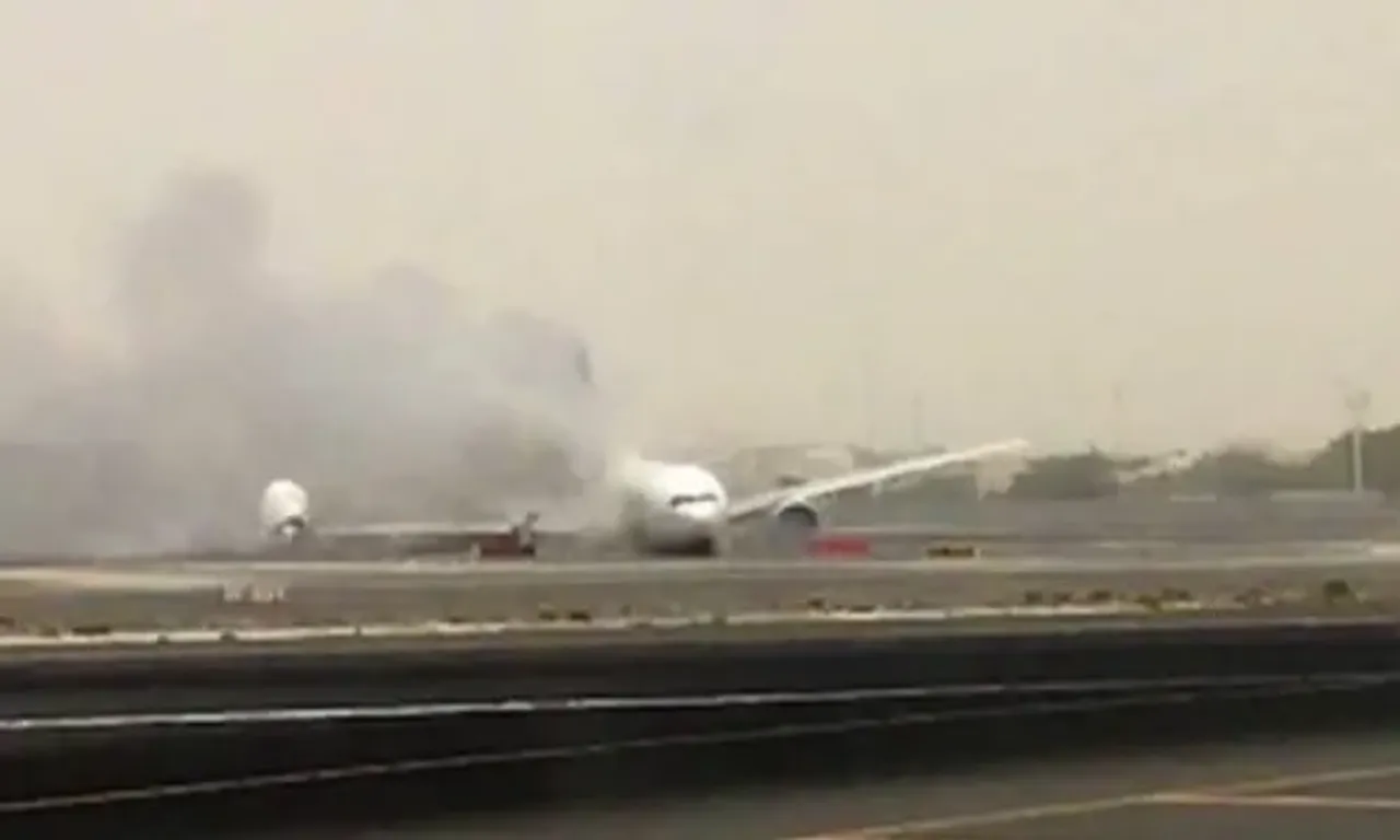 Plane hits fire truck while taking off from Peru's Lima airport, bursts into flames