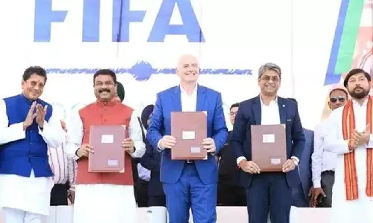 Union Minister Dharmendra Pradhan sign MoU with FIFA and AIFF for 'Football4Schools' initiative