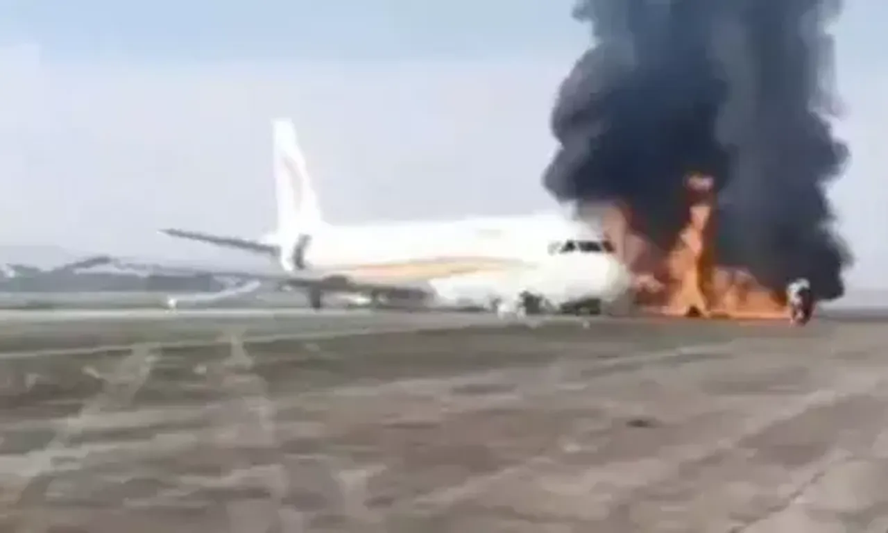 Tibet Airlines plane skids off runway, catches fire at China's Chongqing Airport