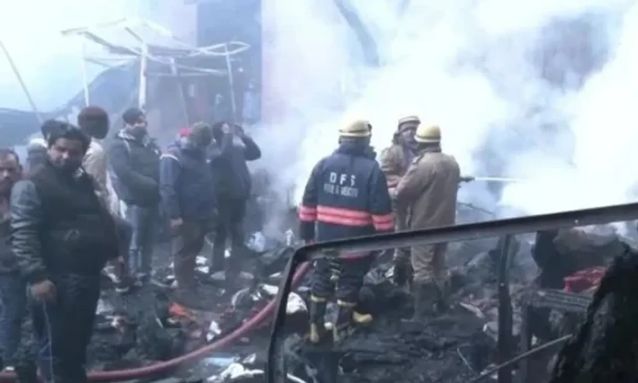 A fire broke out in Delhi's Lajpat Rai Market, burning 56 stores