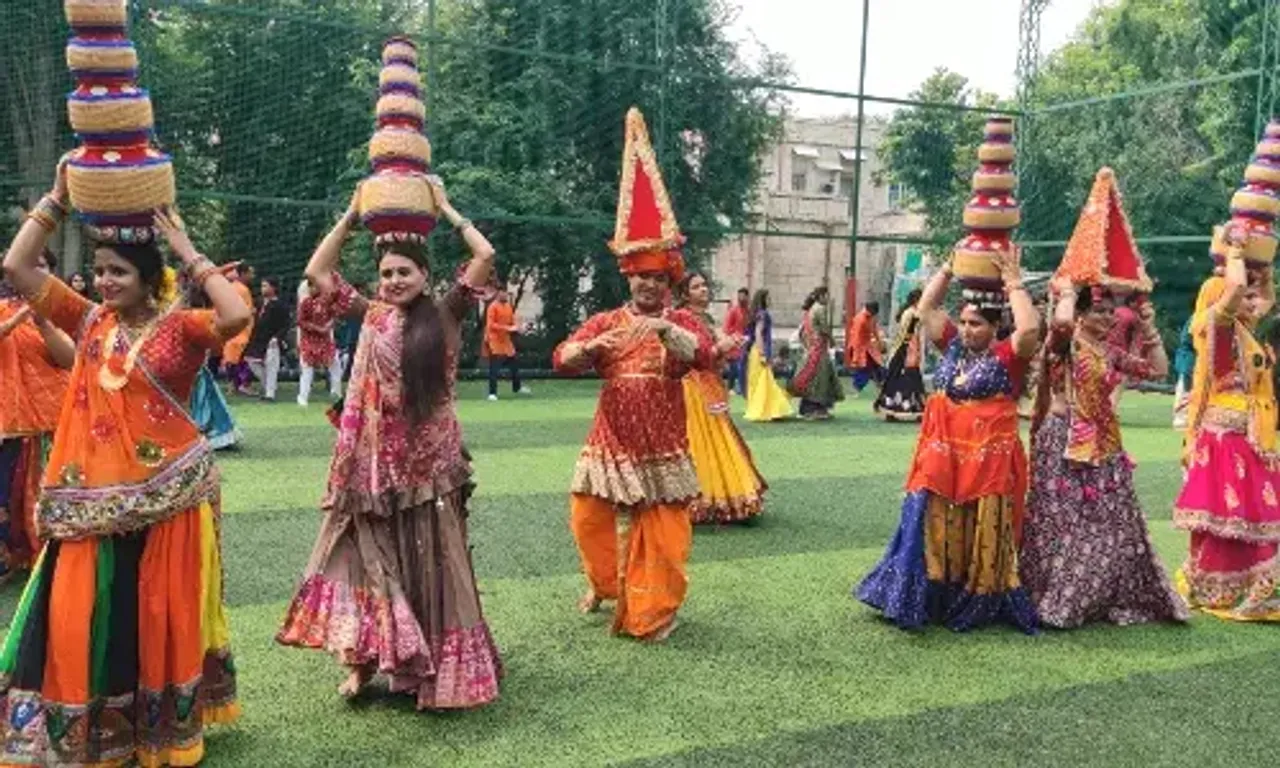 Traditional garba celebration at Prince Ashokraje Gaekwad school and Devyaniraje Gaekwad school in Vadodara