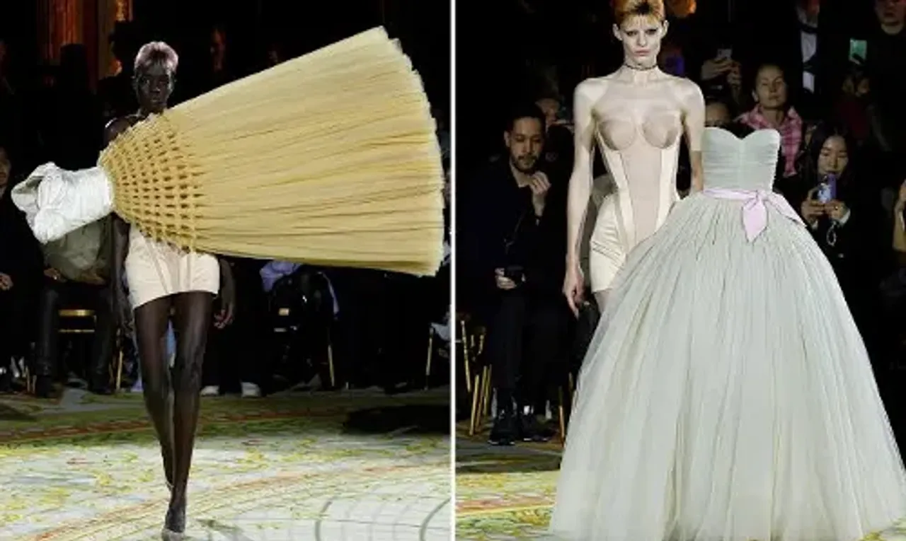 Bizarre topsy-turvy, upside down gowns grab eyeballs at Paris Fashion Week