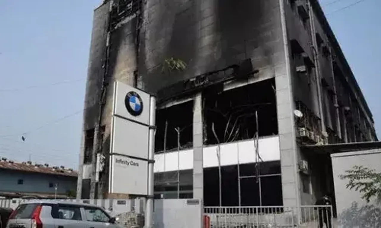 A fire at a BMW service centre in Mumbai has damaged at least 45 cars