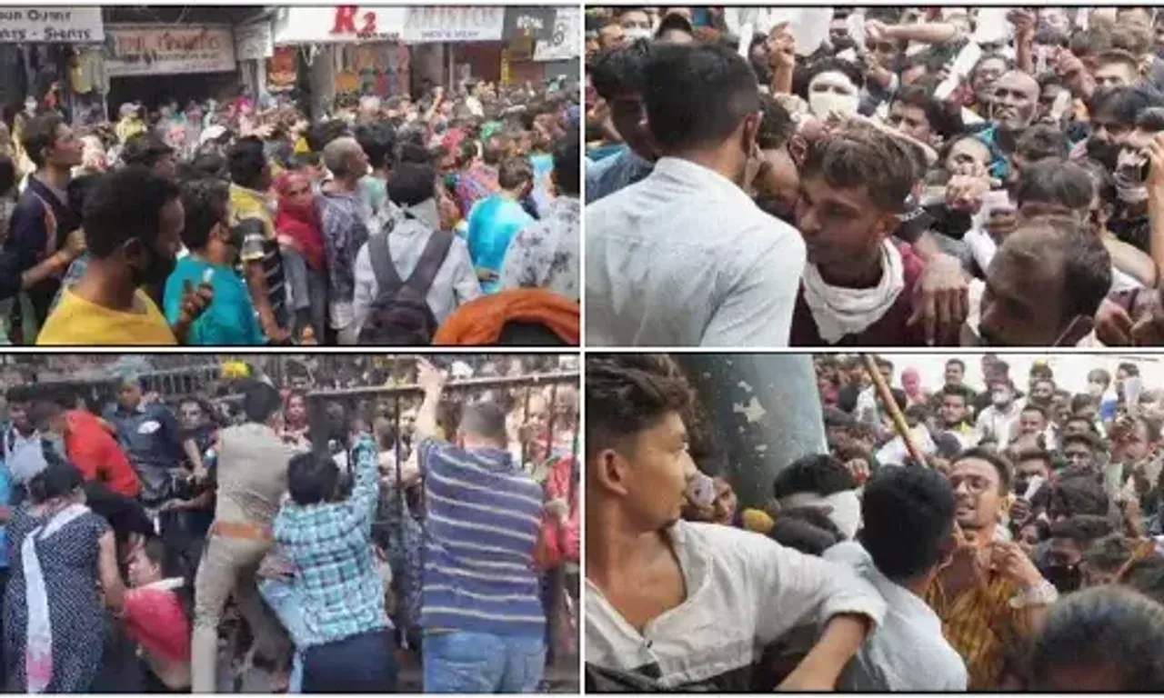 Chaos outside office of Affordable Housing Scheme at Raopura Vadodara