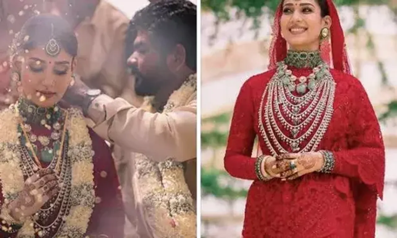 Mayanthara-Vignesh Shivan wedding: Bride's red sari was personalised with couple's names