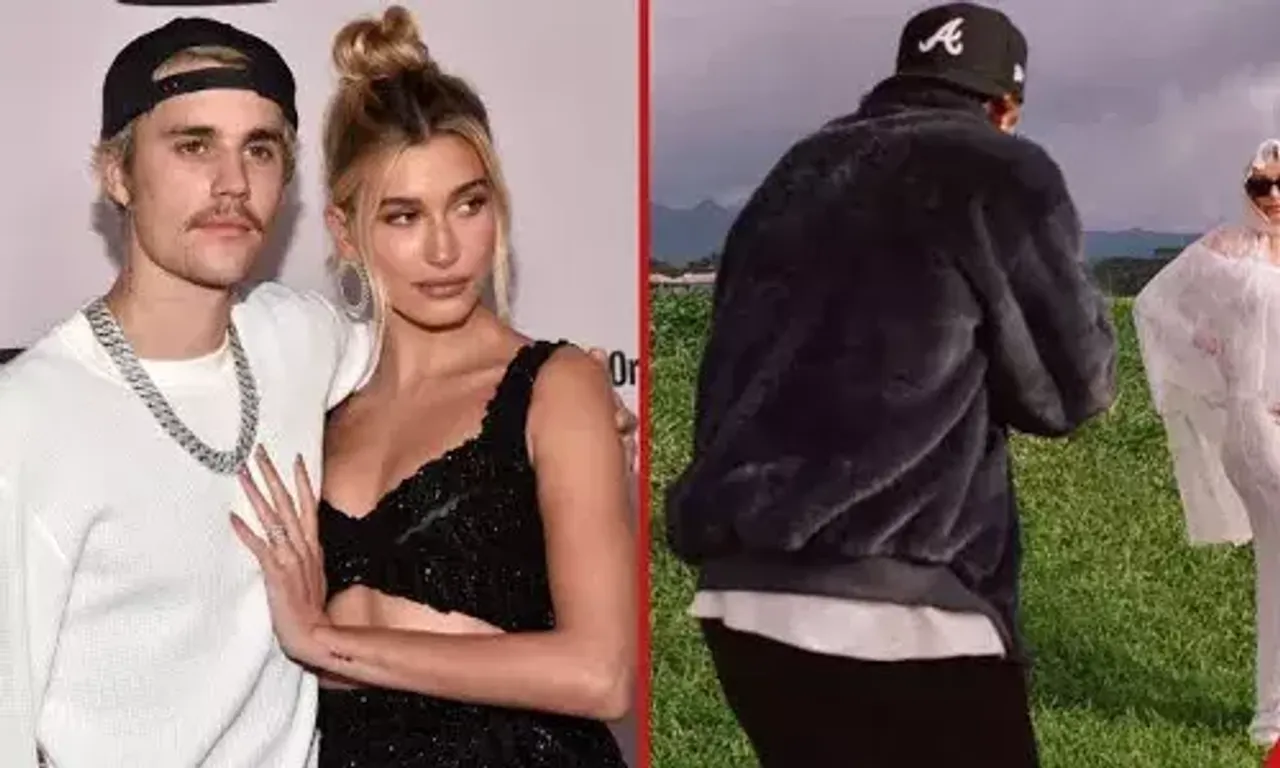Hailey Bieber wears Saint Laurent bridal look to renew wedding vows and announce pregnancy
