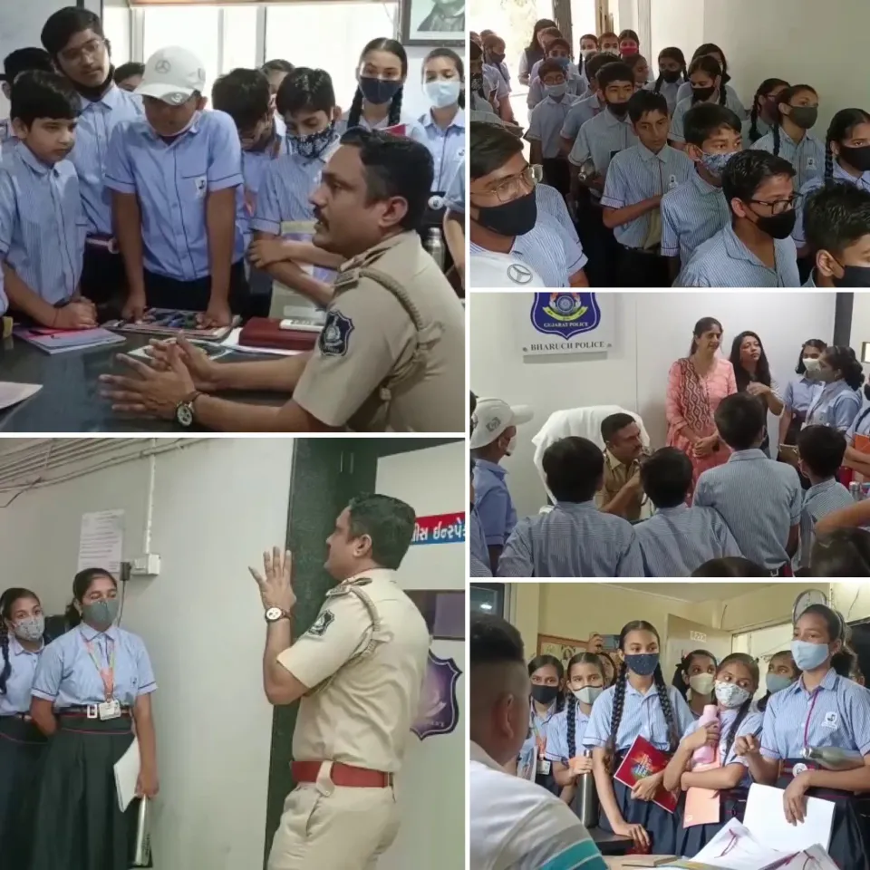 Bharuch: Students of Jay Ambe International School visit C Division Police Station, learn about police operations