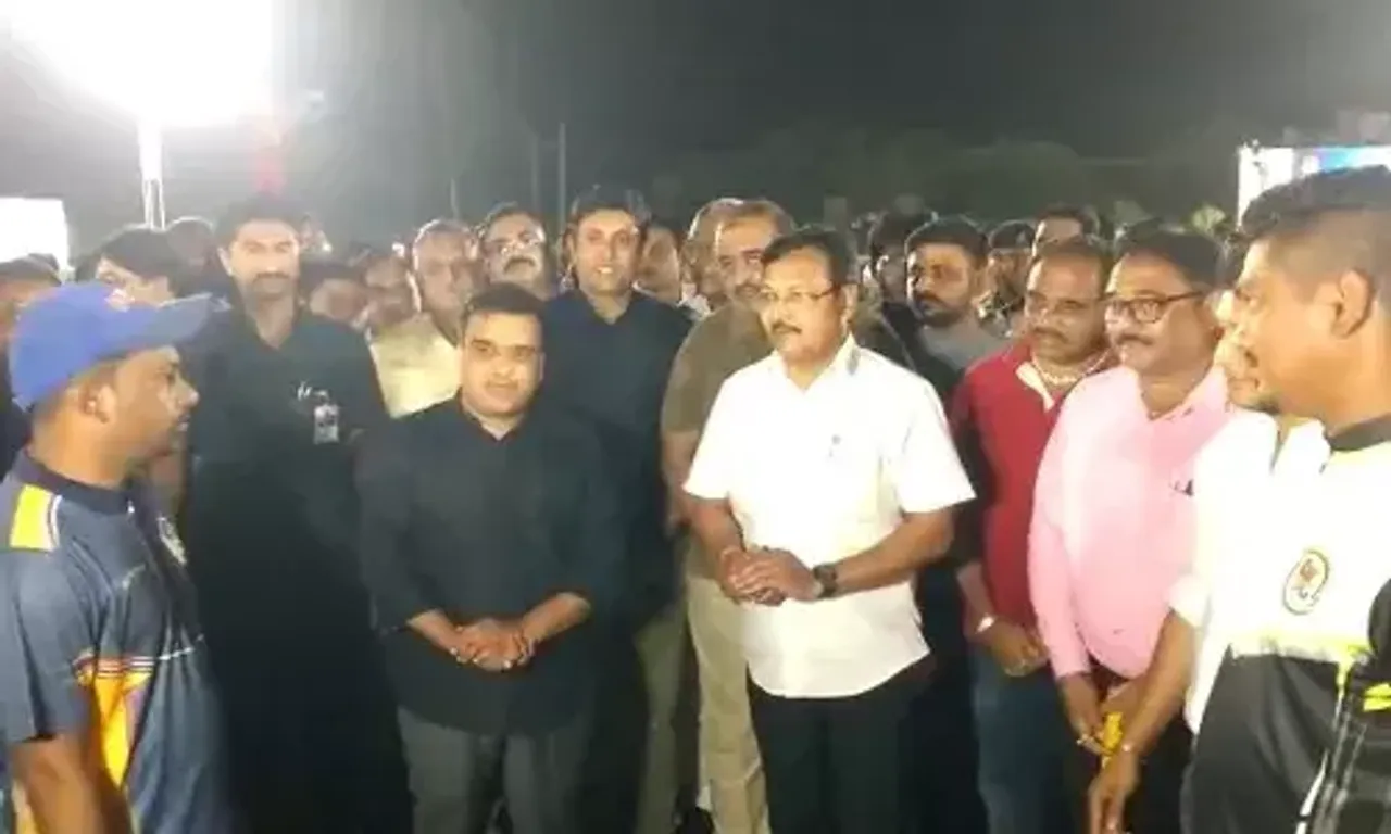Ankleshwar: Home Minister of Gujarat Harsh Sanghvi attends the cricket tournament held at Kudadra village