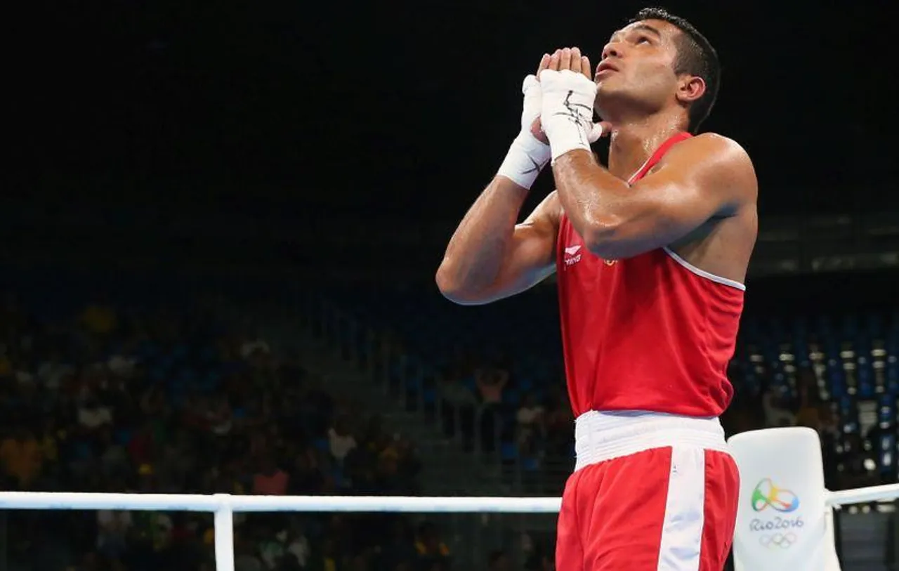 Boxer Vikas Krishan Yadav enters the quater-finals of men's Middleweight (75kg)