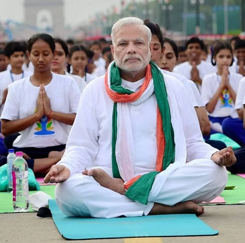 PM participates in yoga with top cops in Hyderabad