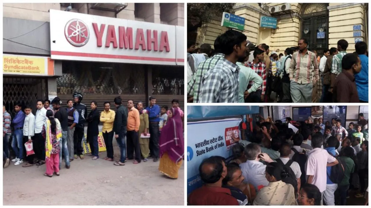 Long queues at banks in Hyderabad for exchanging notes