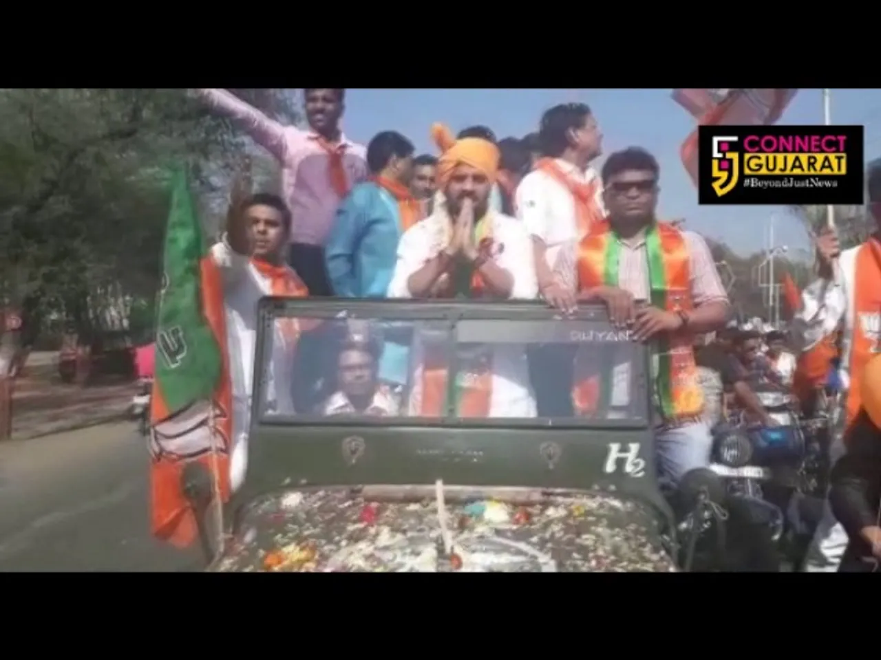 Dr Rutvij Patel, President of Bharatiya Janta Yuva Morcha arrives in Ankleshwar