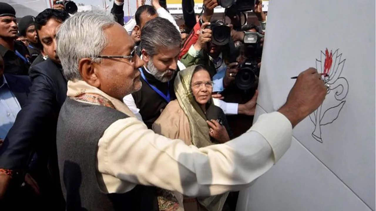 Nitish lends colour to 'lotus', creates social media buzz