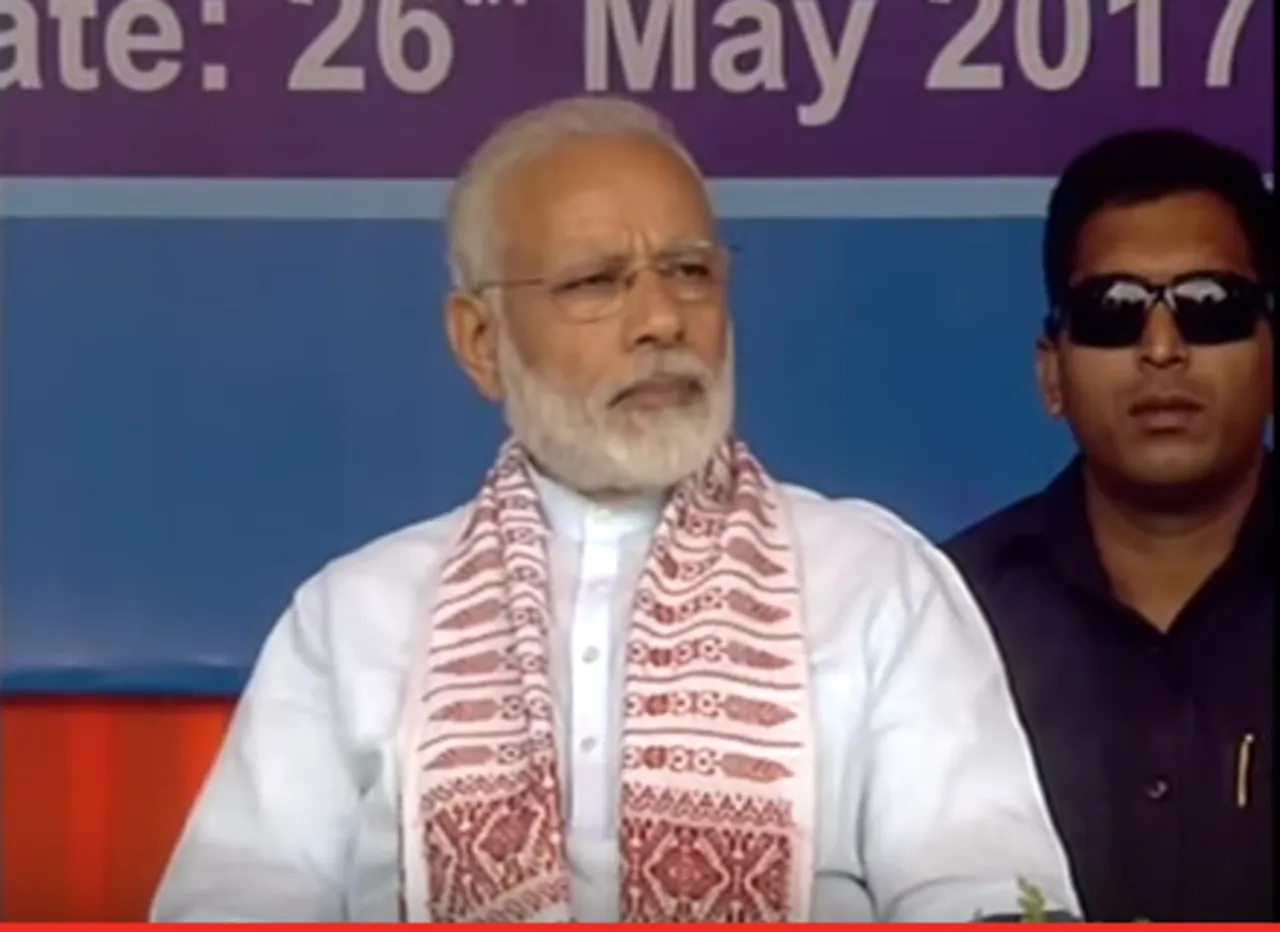 PM Modi inaugurates Dhola - Sadia Bridge across River Brahamputra in Dhola , Assam