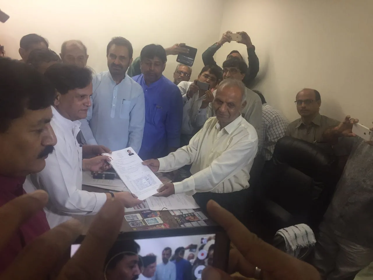 Ahmed Patel files papers for Rajya Sabha poll, confident of victory