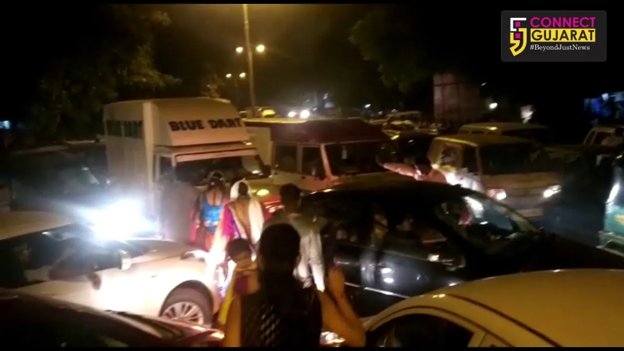 Massive traffic jam near United Way Garba venue