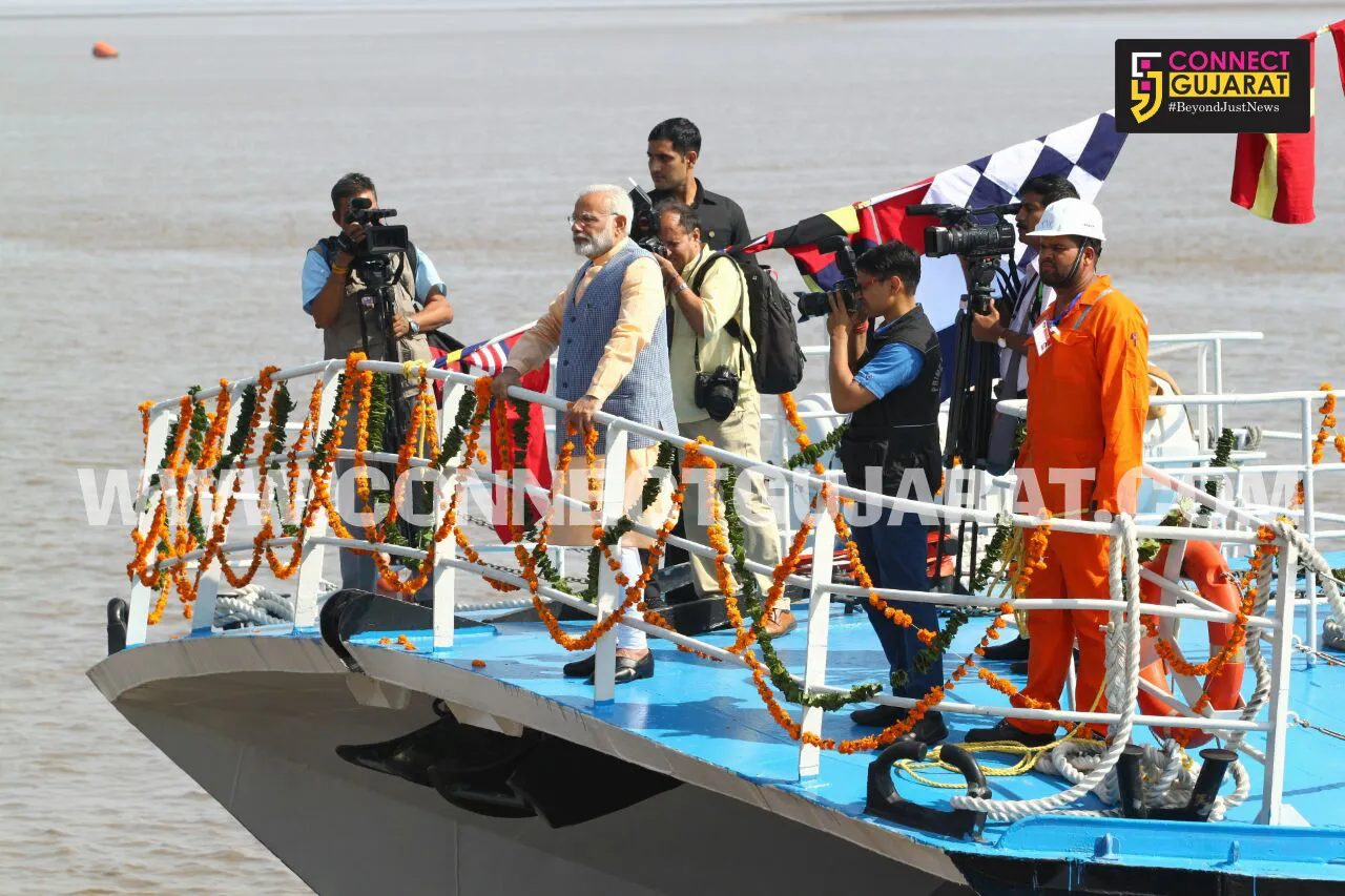 PM Modi addressing public meeting at Dahej, Bharuch